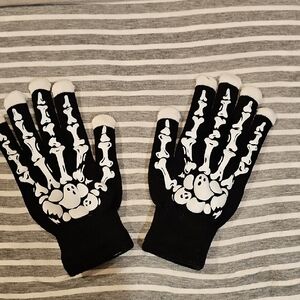 Source Unknown Kids Skeleton Gloves - Black and White